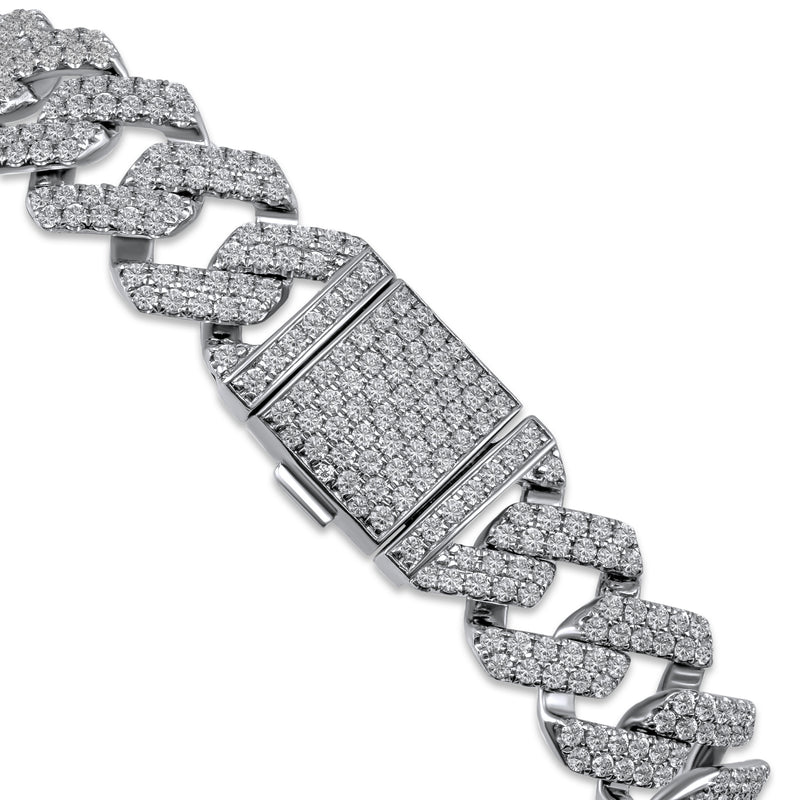 Men's Cuban Link Bracelet with Diamond in Sterling Silver